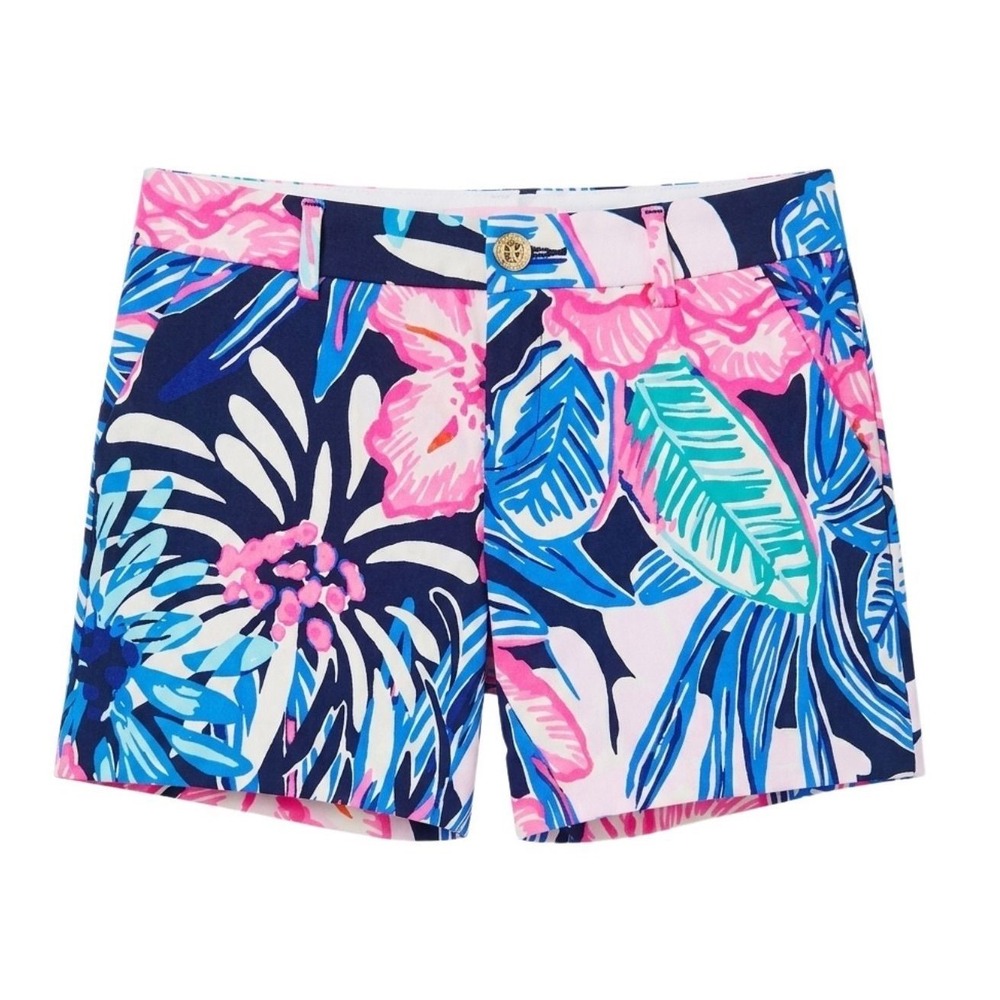 NWTLilly Pulitzer Shorts Womens 0 Pink Navy Floral Tropical Stretch Resort
